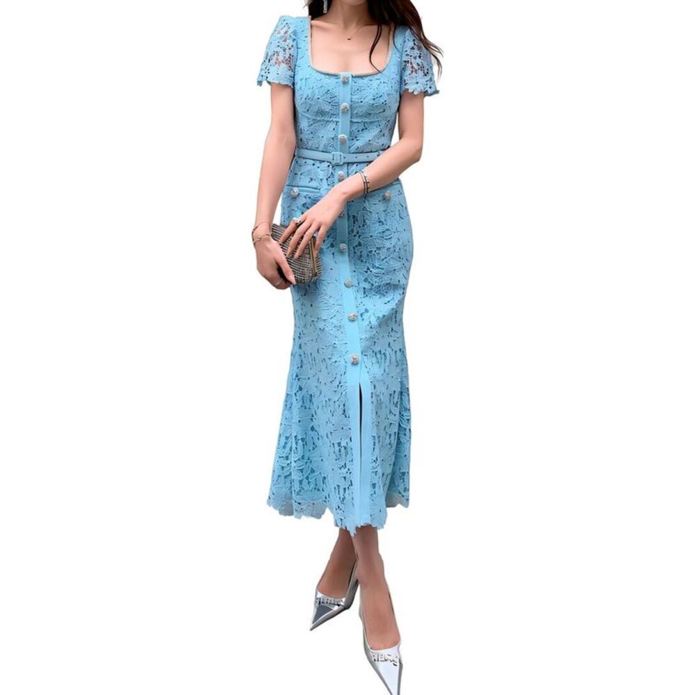 Brc By Burryco Womens  Short Sleeve Midi Dress, Blue